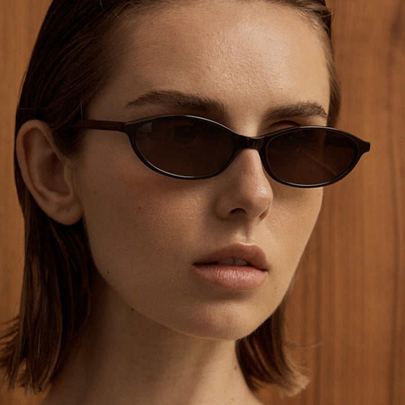 Slim Oval Acetate Sunglasses