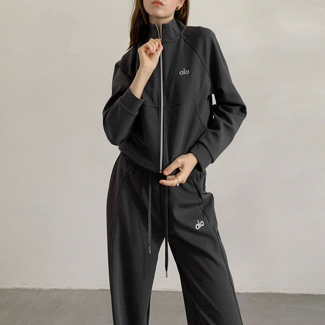 Conjunto de Loungewear con Cremallera y Top Corto