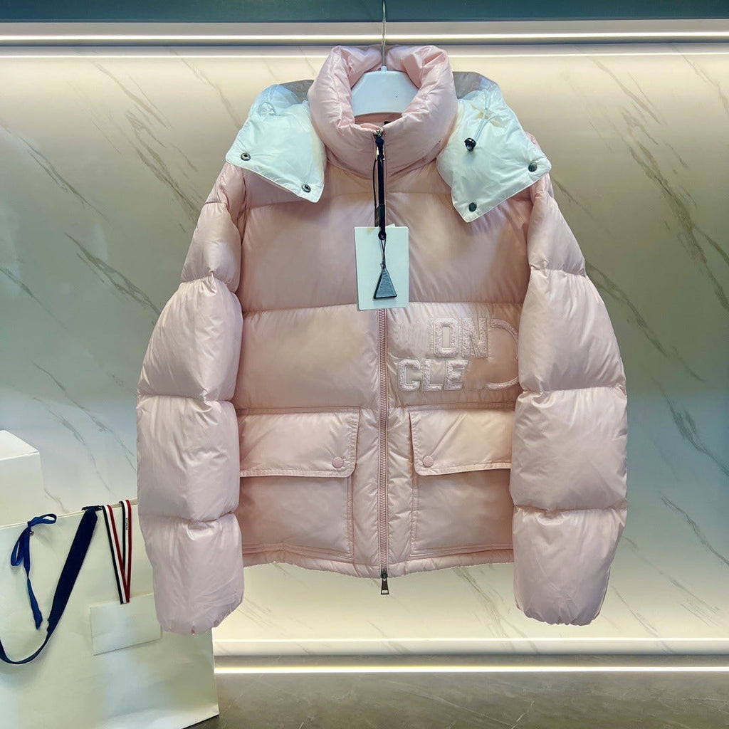 Pink puffer jacket