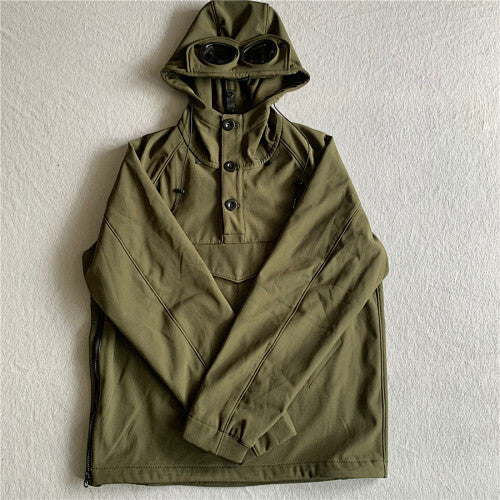 Chaqueta con capucha y gafas integradas