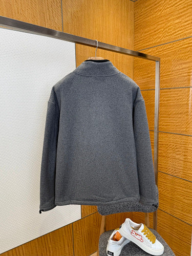 Graue Fleece-Reißverschlussjacke