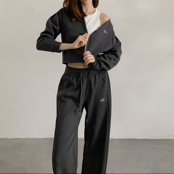Conjunto de Loungewear con Cremallera y Top Corto