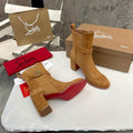 Damen-Booties aus hellbraunem Wildleder