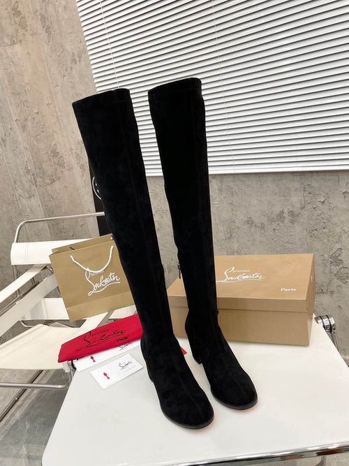 Damen-Overknee-Stiefel aus Wildleder