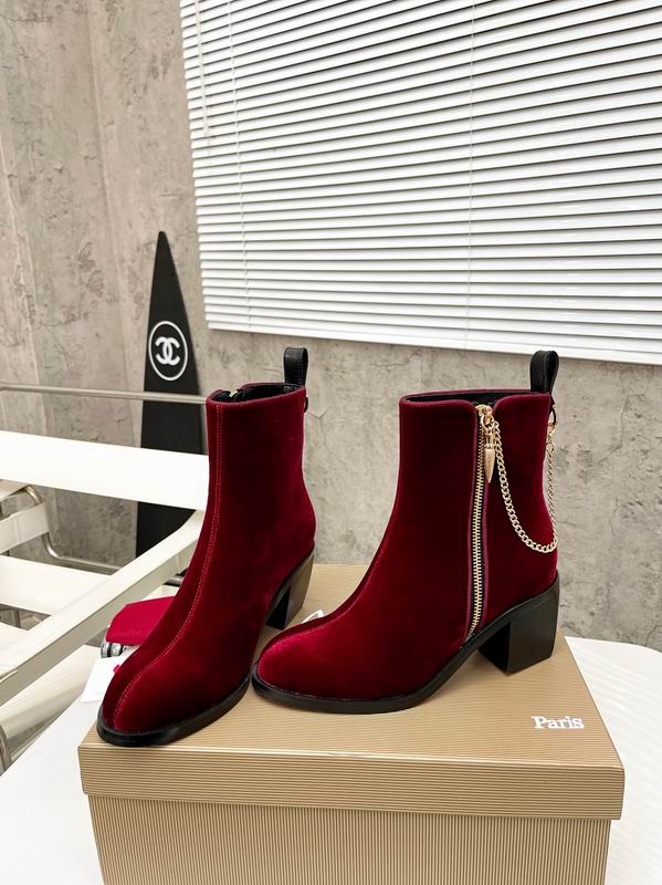 Botines rojos de terciopelo para mujer