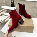 Botines rojos de terciopelo para mujer