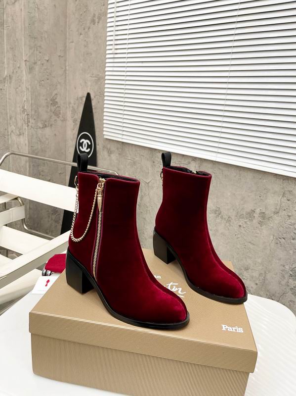 Botines rojos de terciopelo para mujer