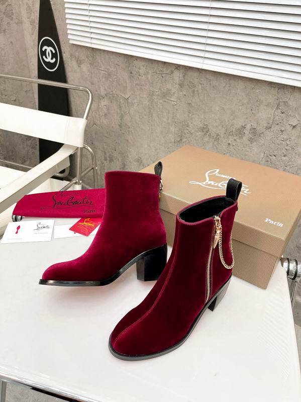 Botines rojos de terciopelo para mujer