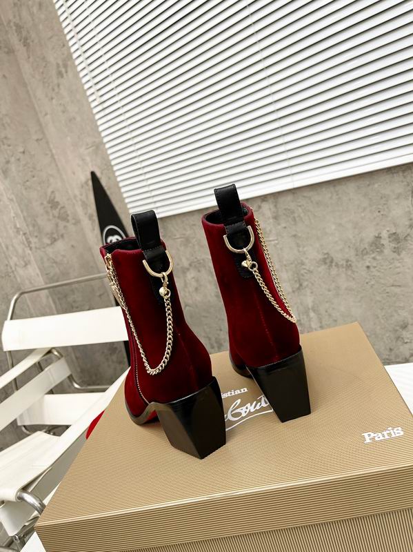 Botines rojos de terciopelo para mujer