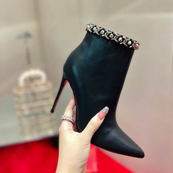 Women's black leather ankle boots