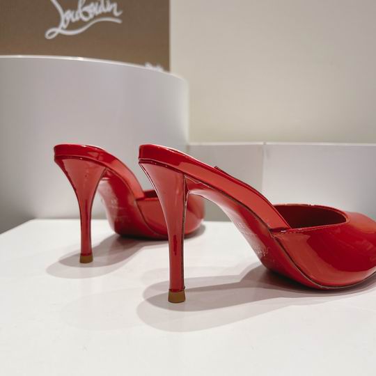 Red Open-Toe High Heel Mules