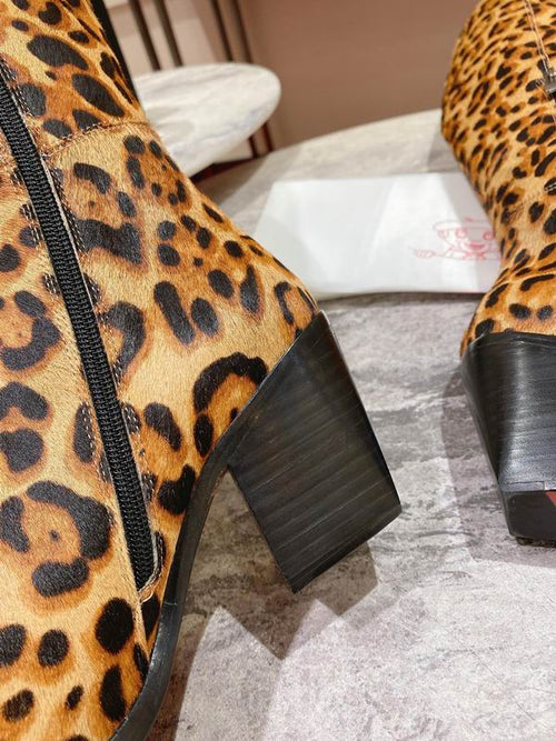 Damen-Kniehohe Stiefel mit Leopardenmuster