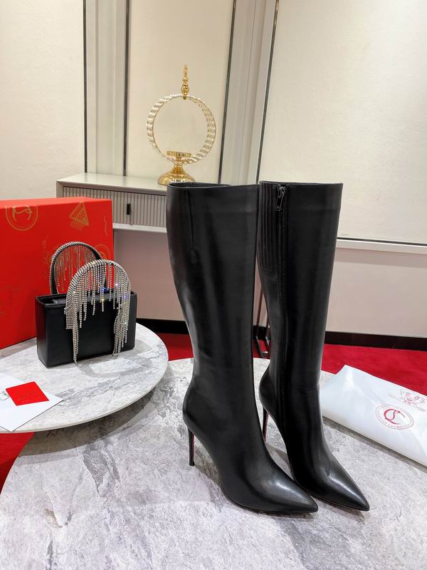 High-heeled leather stiletto boots