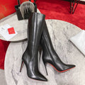 High-heeled leather stiletto boots