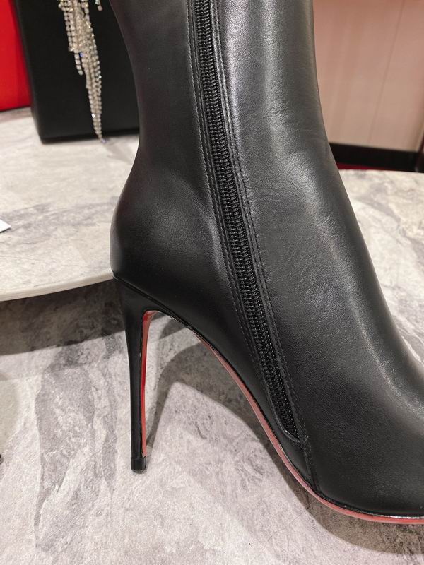 High-heeled leather stiletto boots