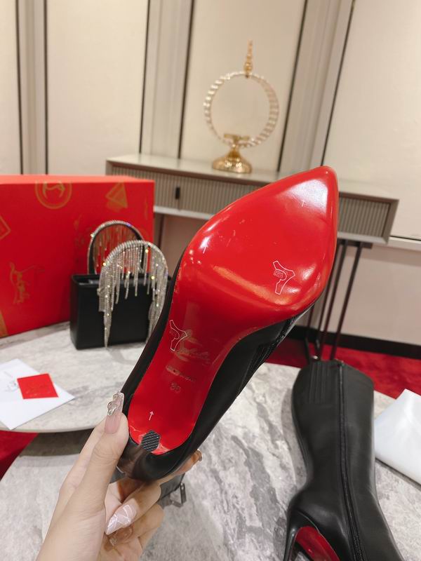 High-heeled leather stiletto boots