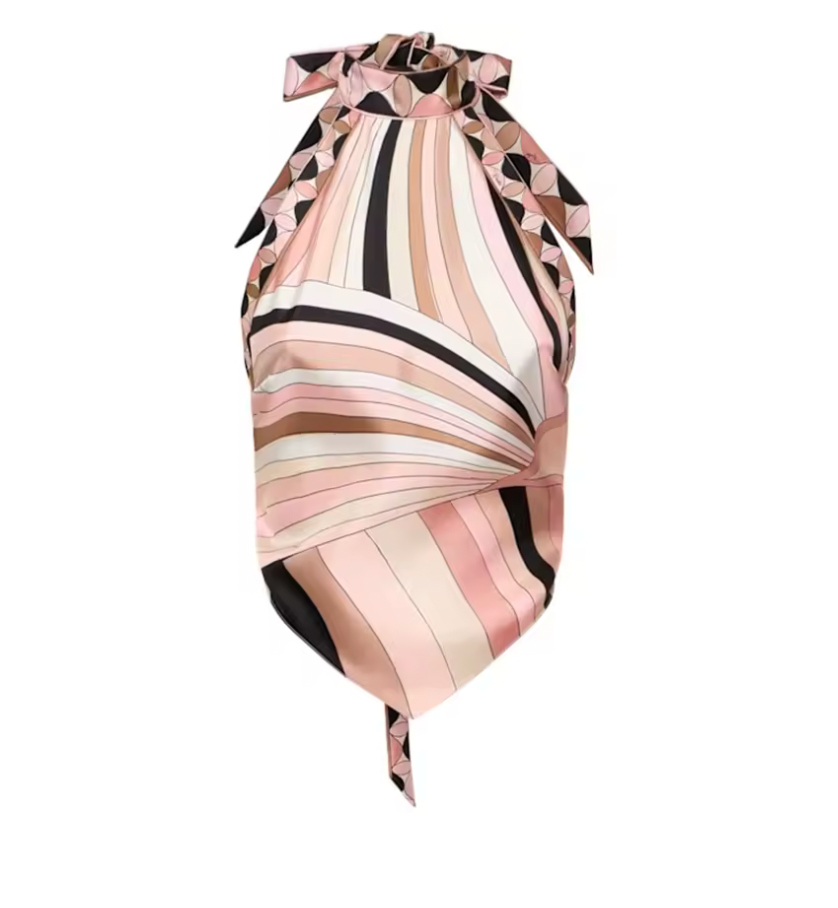Top sedoso con cuello halter