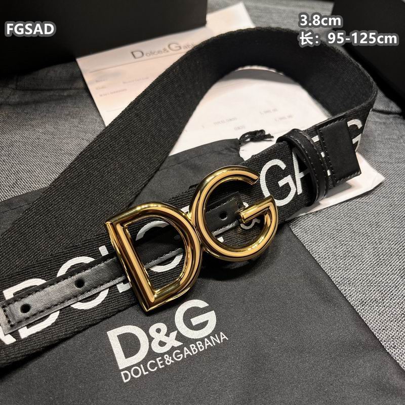 Wide Logo Fabric Belt with Metal Letter Buckle