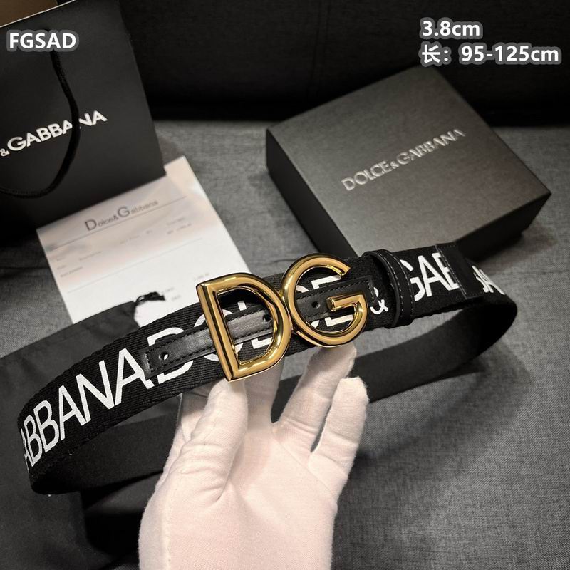 Wide Logo Fabric Belt with Metal Letter Buckle