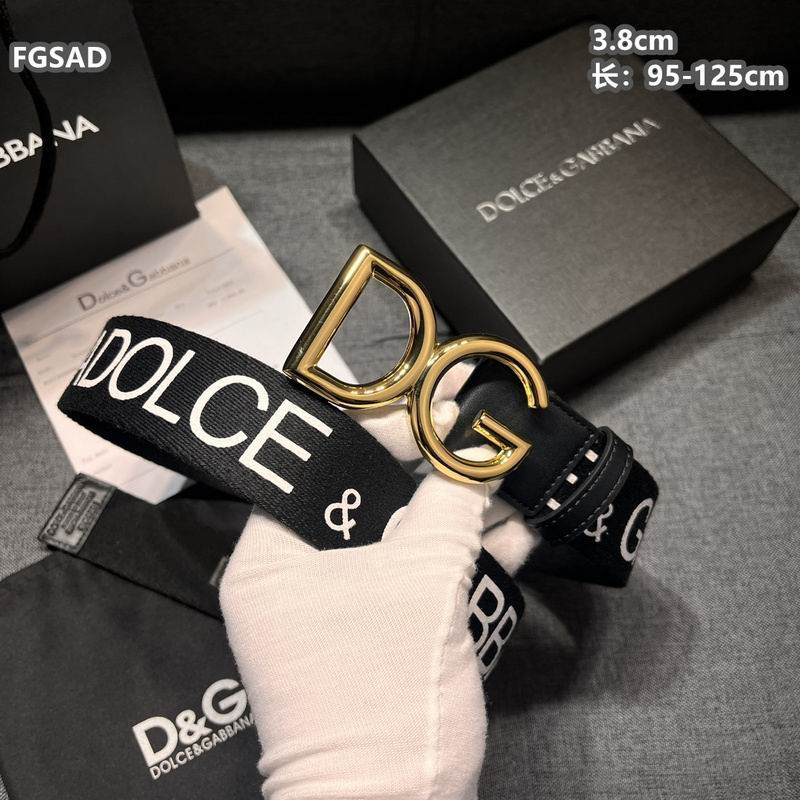 Wide Logo Fabric Belt with Metal Letter Buckle