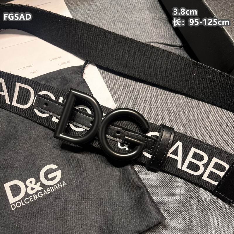 Wide Logo Fabric Belt with Metal Letter Buckle