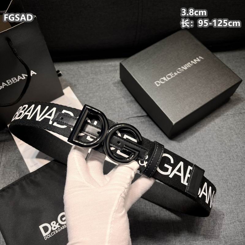 Wide Logo Fabric Belt with Metal Letter Buckle