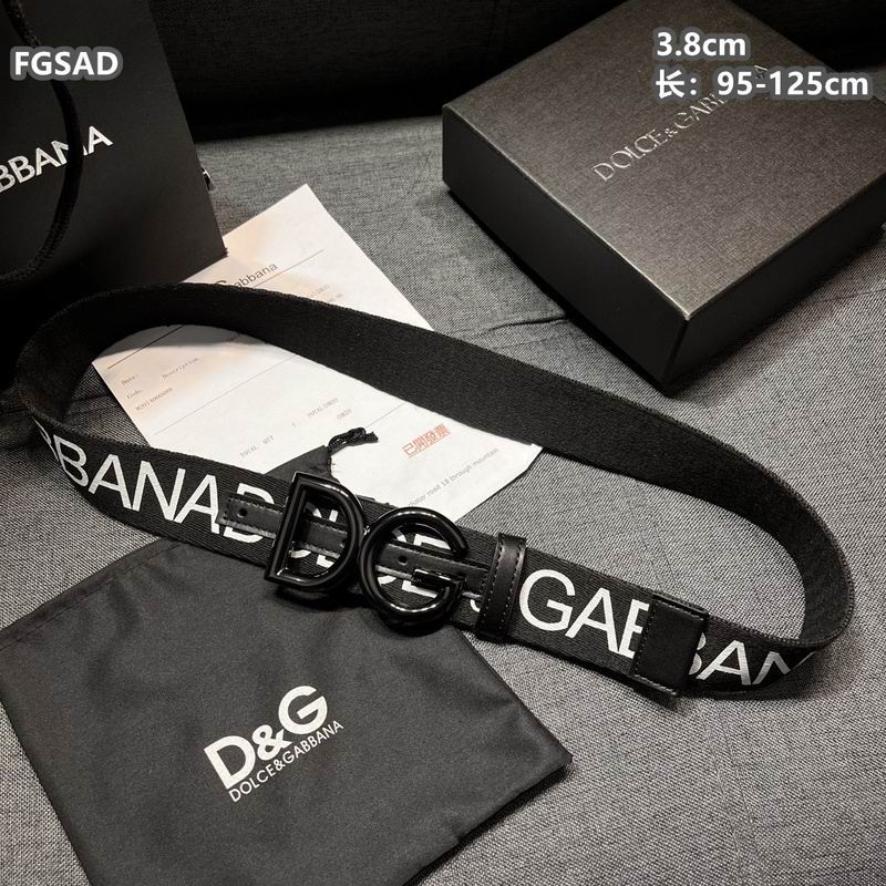 Wide Logo Fabric Belt with Metal Letter Buckle