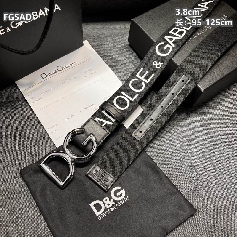 Wide Logo Fabric Belt with Metal Letter Buckle