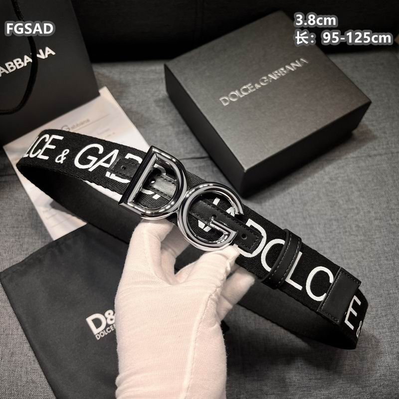 Wide Logo Fabric Belt with Metal Letter Buckle