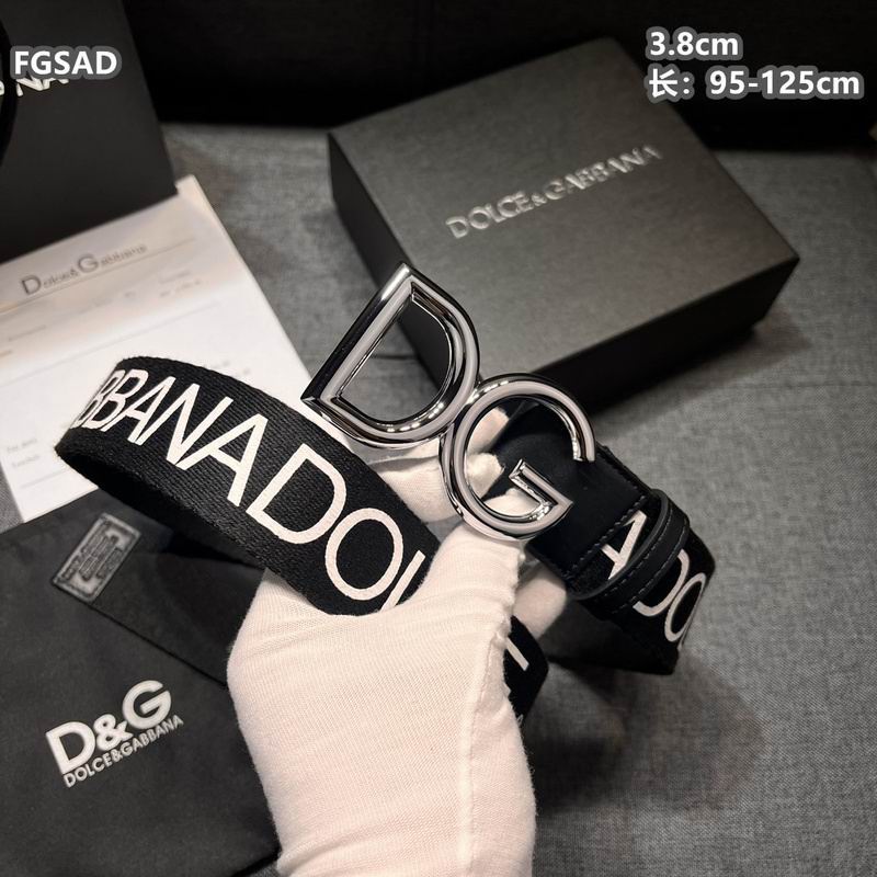Wide Logo Fabric Belt with Metal Letter Buckle