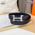 Automatic Buckle Leather Belt with Textured Metal Buckle