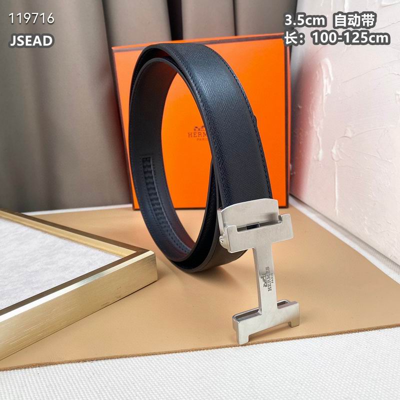 Automatic Buckle Leather Belt with Textured Metal Buckle