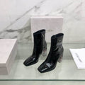 Patent leather ankle boots