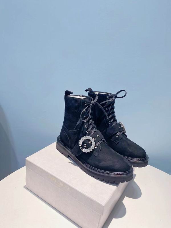 Botas militares de gamuza negra para mujer
