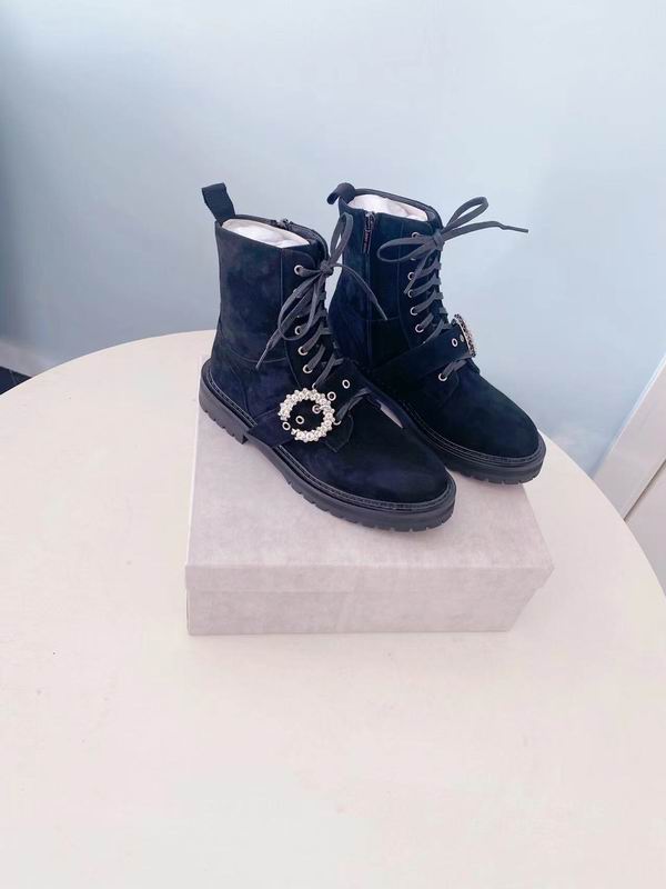 Botas militares de gamuza negra para mujer