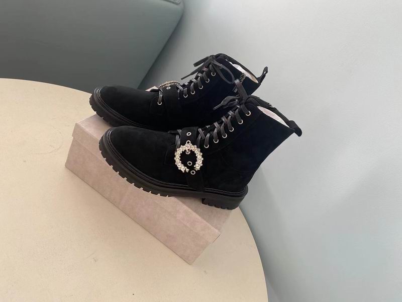 Botas militares de gamuza negra para mujer
