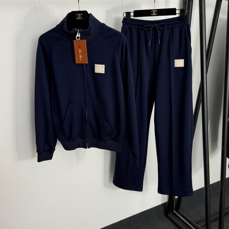 Navy blue zip-up jacket and pants set