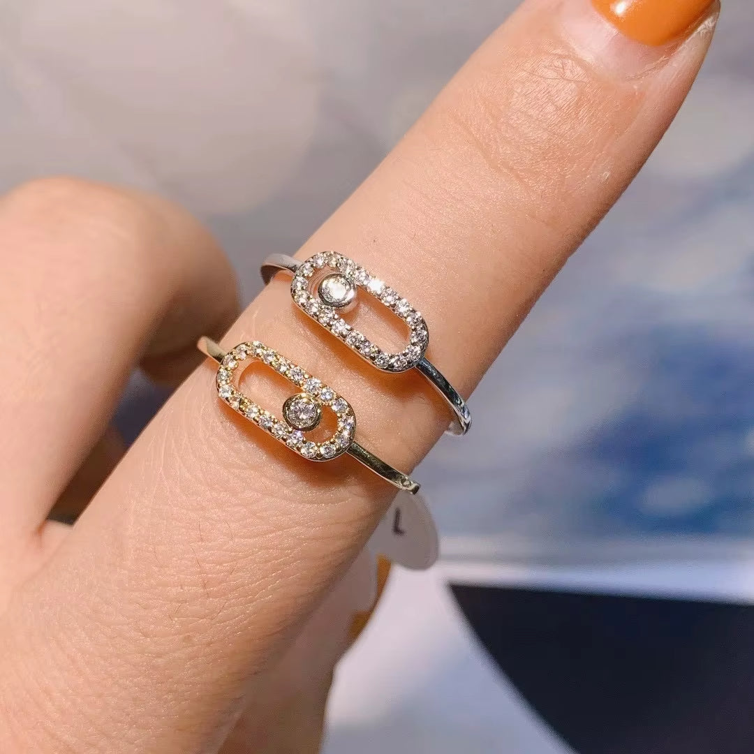 Oval Crystal Link Ring