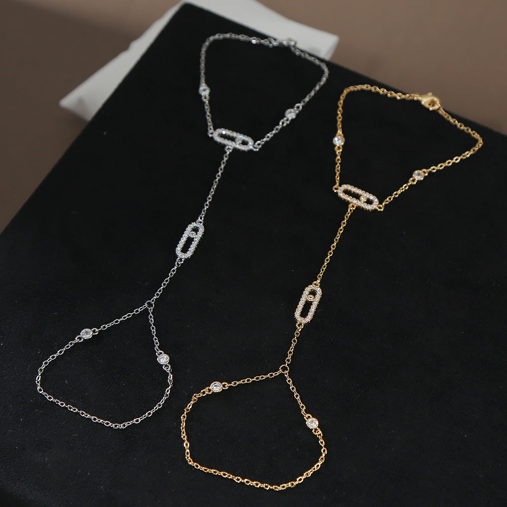 Pulsera de cadena de eslabones con detalle de cristal