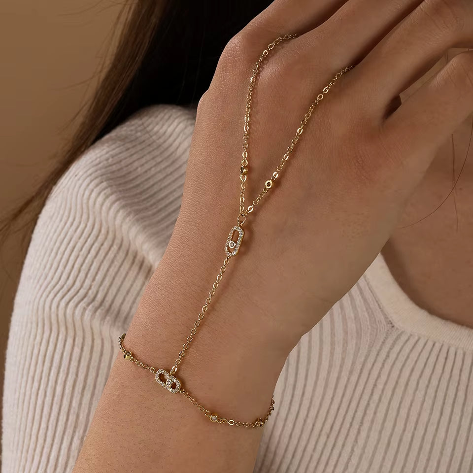 Pulsera de cadena de eslabones con detalle de cristal