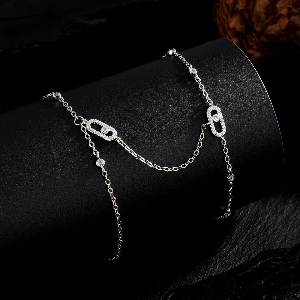 Pulsera de cadena de eslabones con detalle de cristal