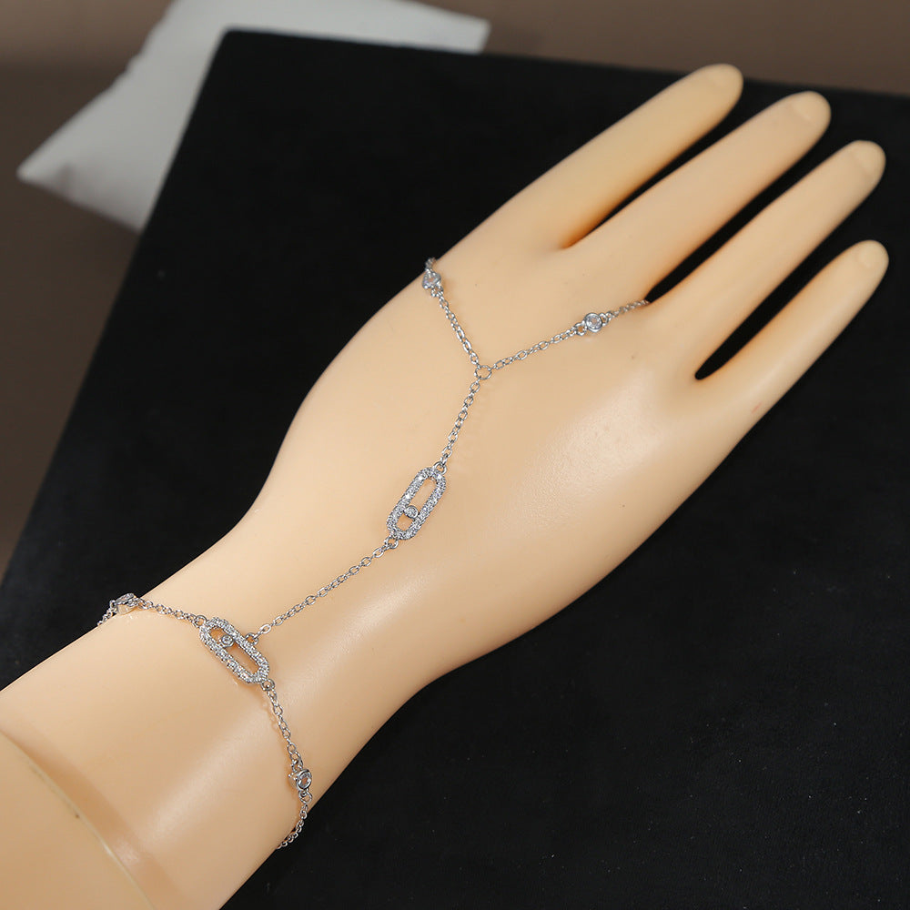 Pulsera de cadena de eslabones con detalle de cristal