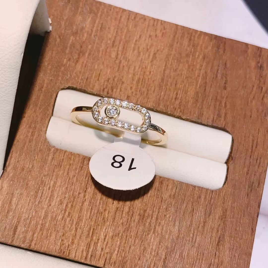 Oval Crystal Link Ring