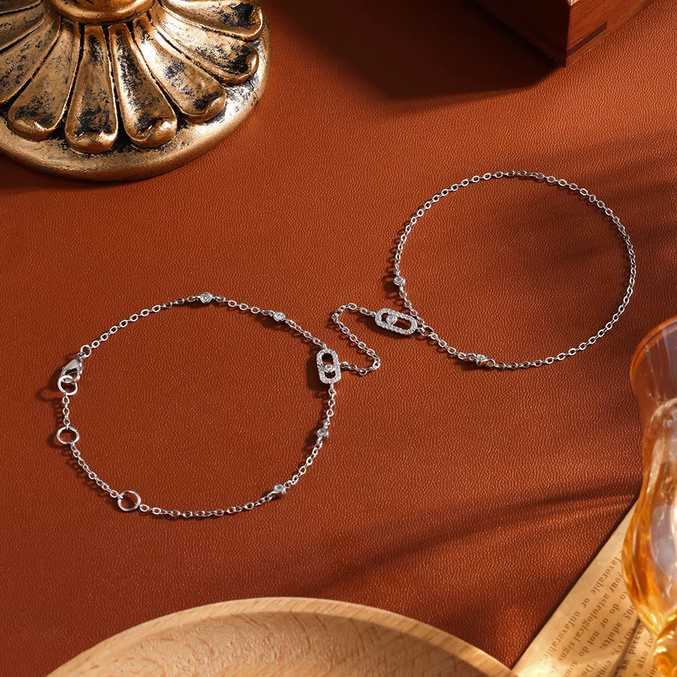 Pulsera de cadena de eslabones con detalle de cristal