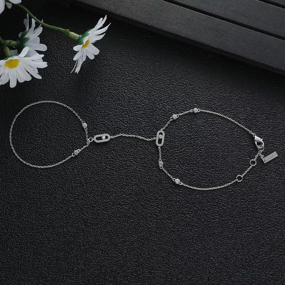 Pulsera de cadena de eslabones con detalle de cristal