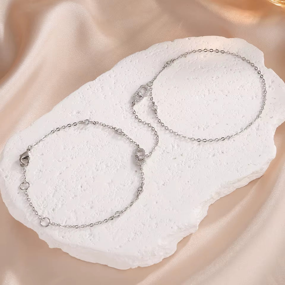 Pulsera de cadena de eslabones con detalle de cristal
