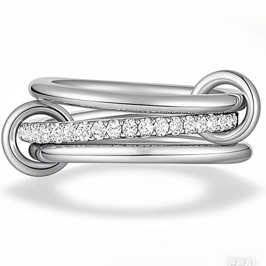 Anillo de Zirconia Entrelazado de Triple Capa