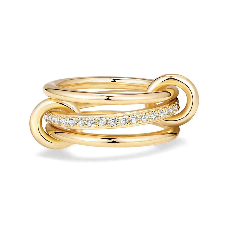 Dreilagiger ineinandergreifender Zirkonring