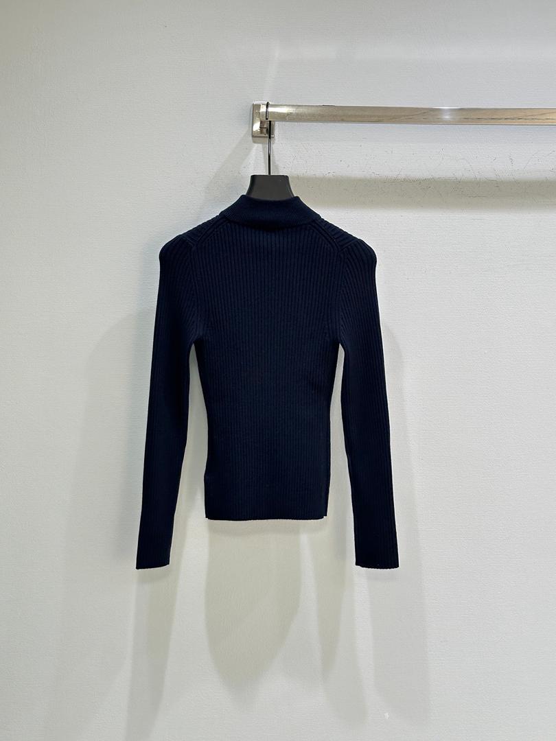 Chaqueta azul marino de canalé con cremallera