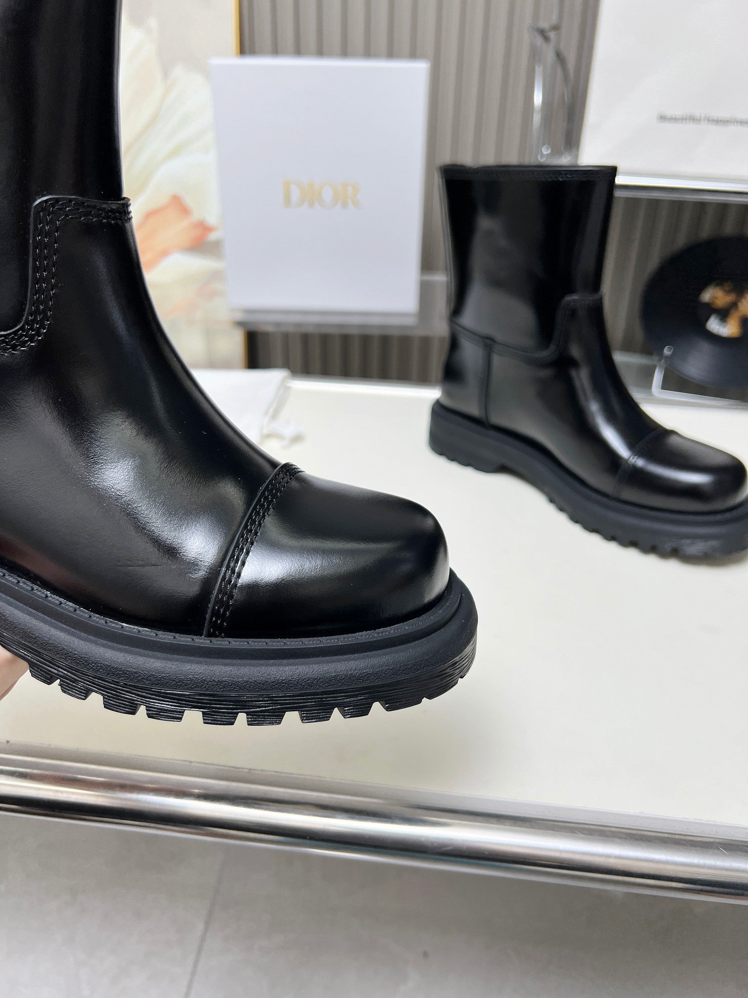 Botas de media caña de piel de becerro para mujer